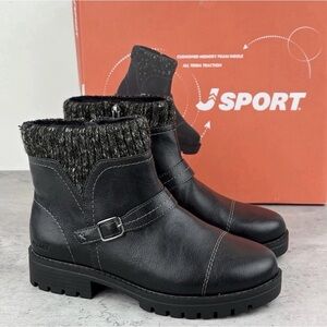 JSport Violet Women's Memory Foam Fax Fur Insulated Ankle Boots Black  Size 9